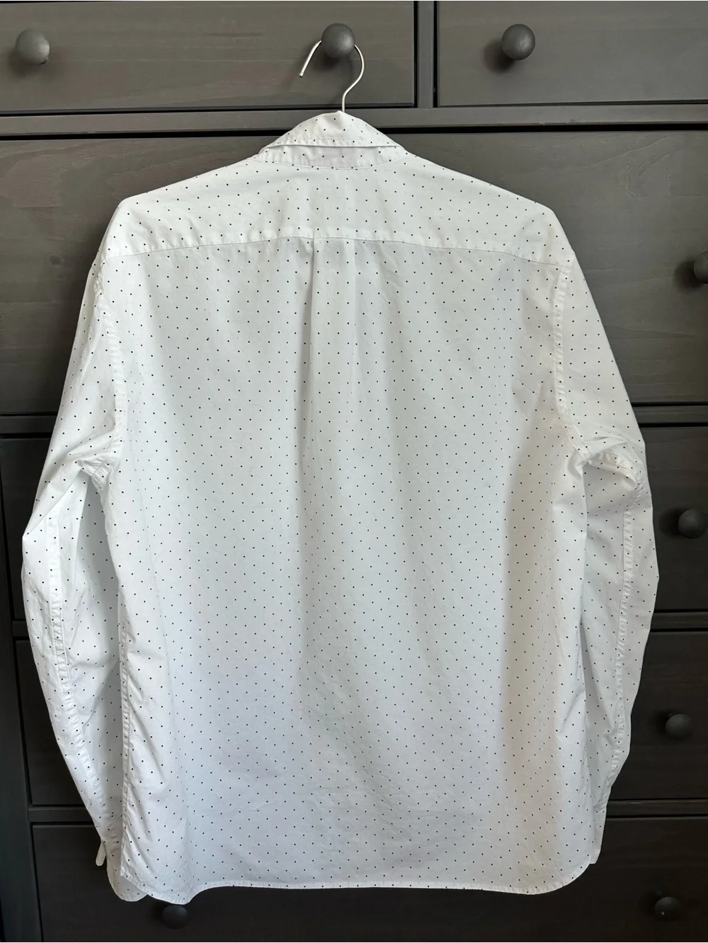 J.Crew Secret Wash Shirting Slim Untucked White Navy Dot Button Down Shirt L
